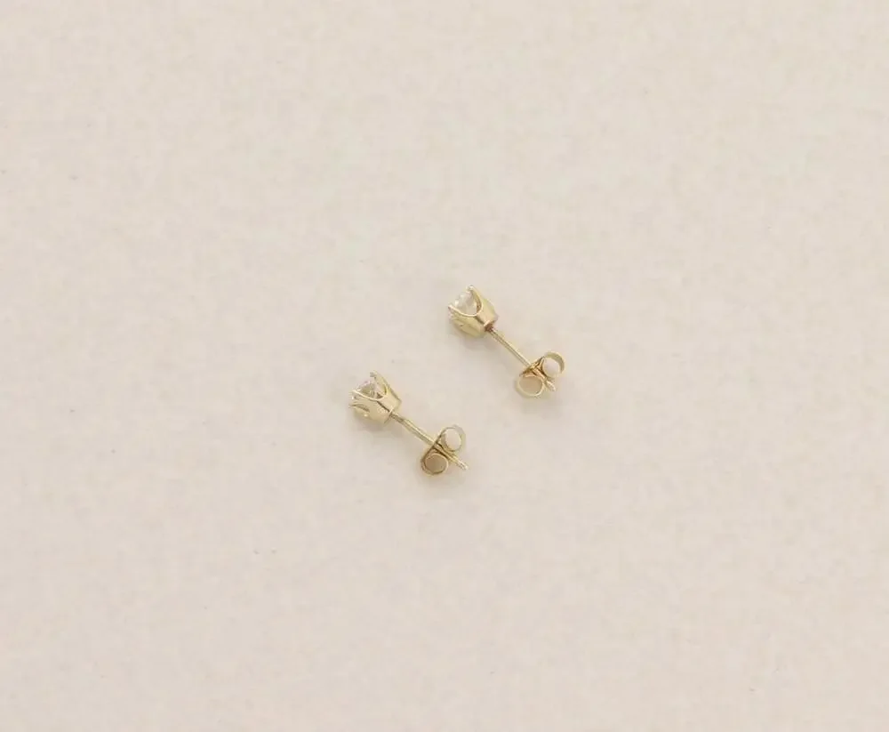 14k Yellow Gold Natural .40 Total Carat Diamond Earrings Studs 3/16